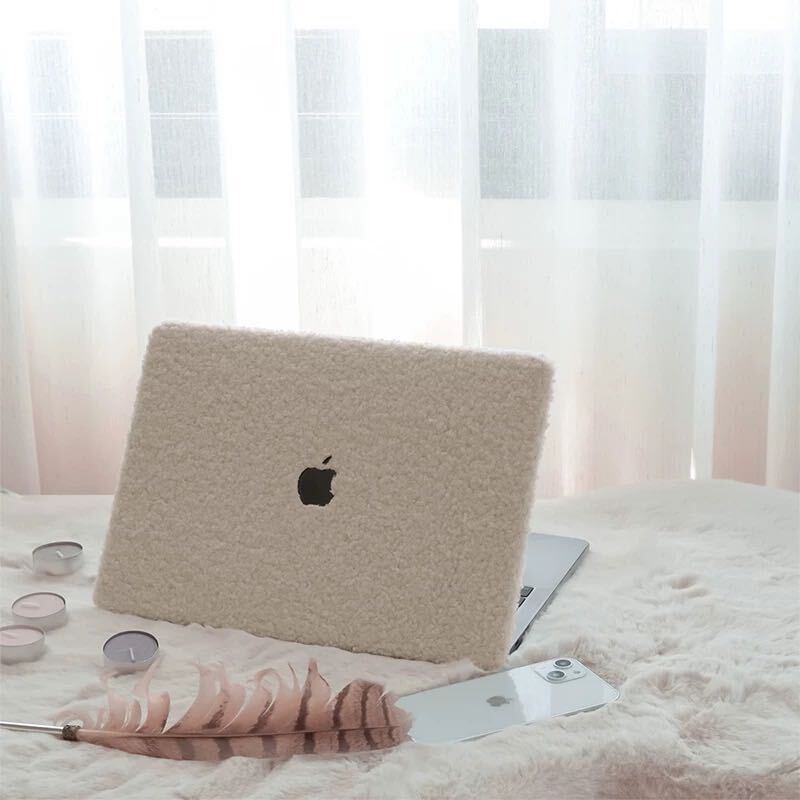 Fluffy Cream MacBook Cover モコモコクリームMacBookカバー R01311