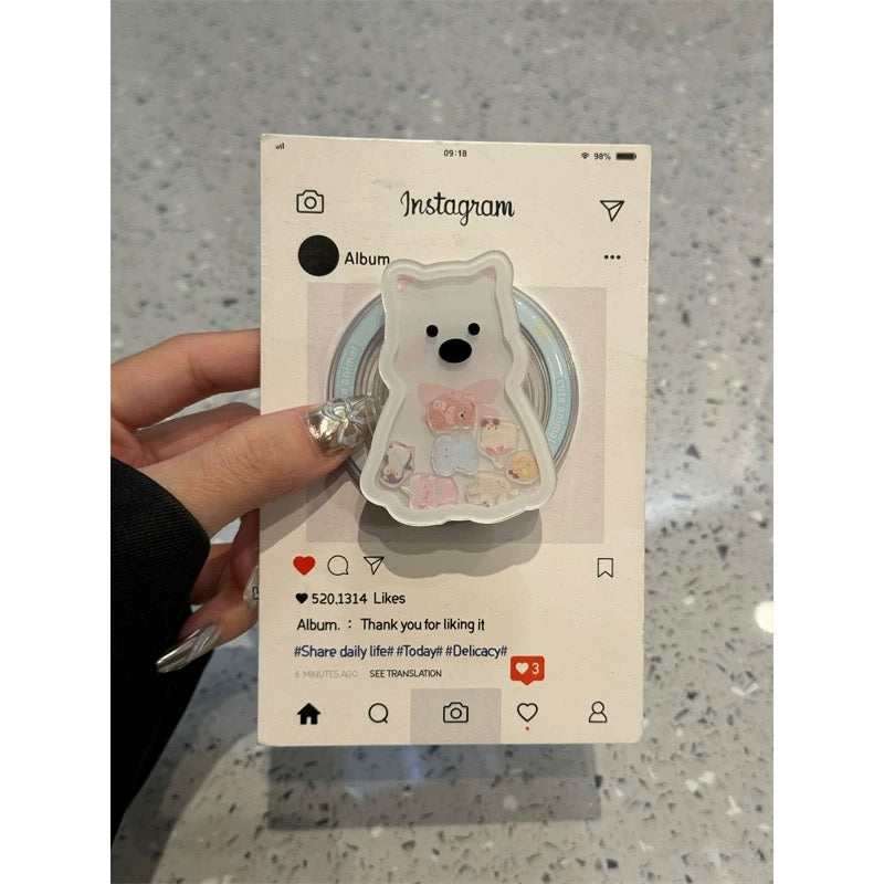 Cute Stuffed Toy Stand iPhone case かわいい流れるぬいぐるみスタンドスマホケース R02007