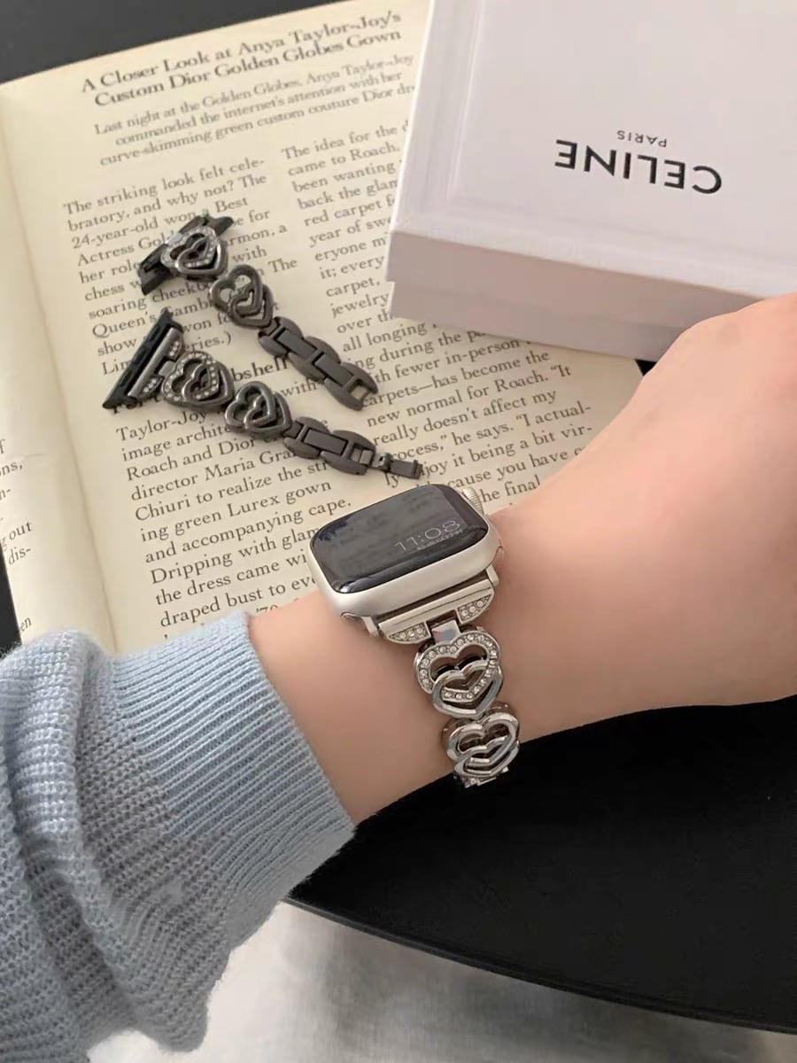 Shining Double Heart Apple Watch band キラキラダブルハートApple Watchバンド R01412