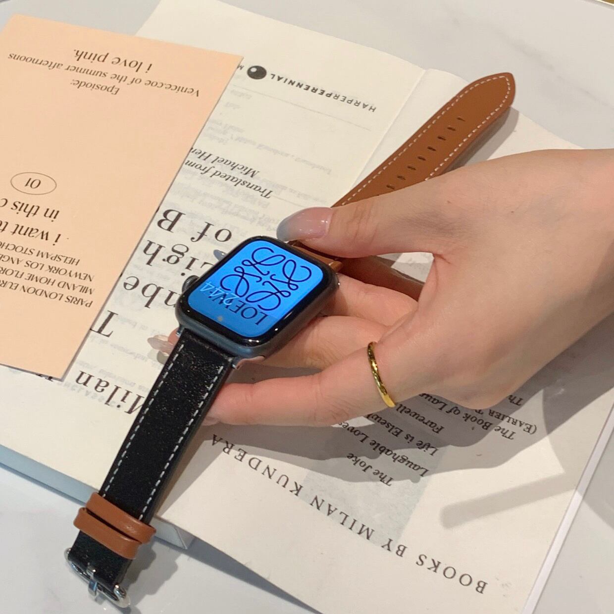 Double Color Leather Apple Watch Band ダブルカラーレザーアップルウォッチバンド R01277