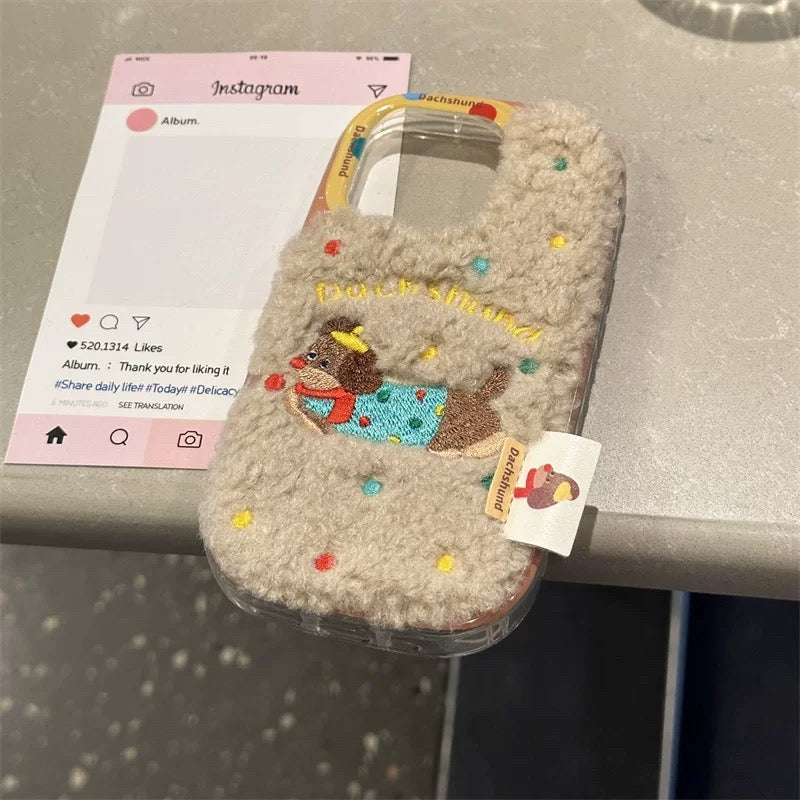 Cute Fluffy Puppy iPhone case かわいいモコモコワンちゃんスマホケース R02010