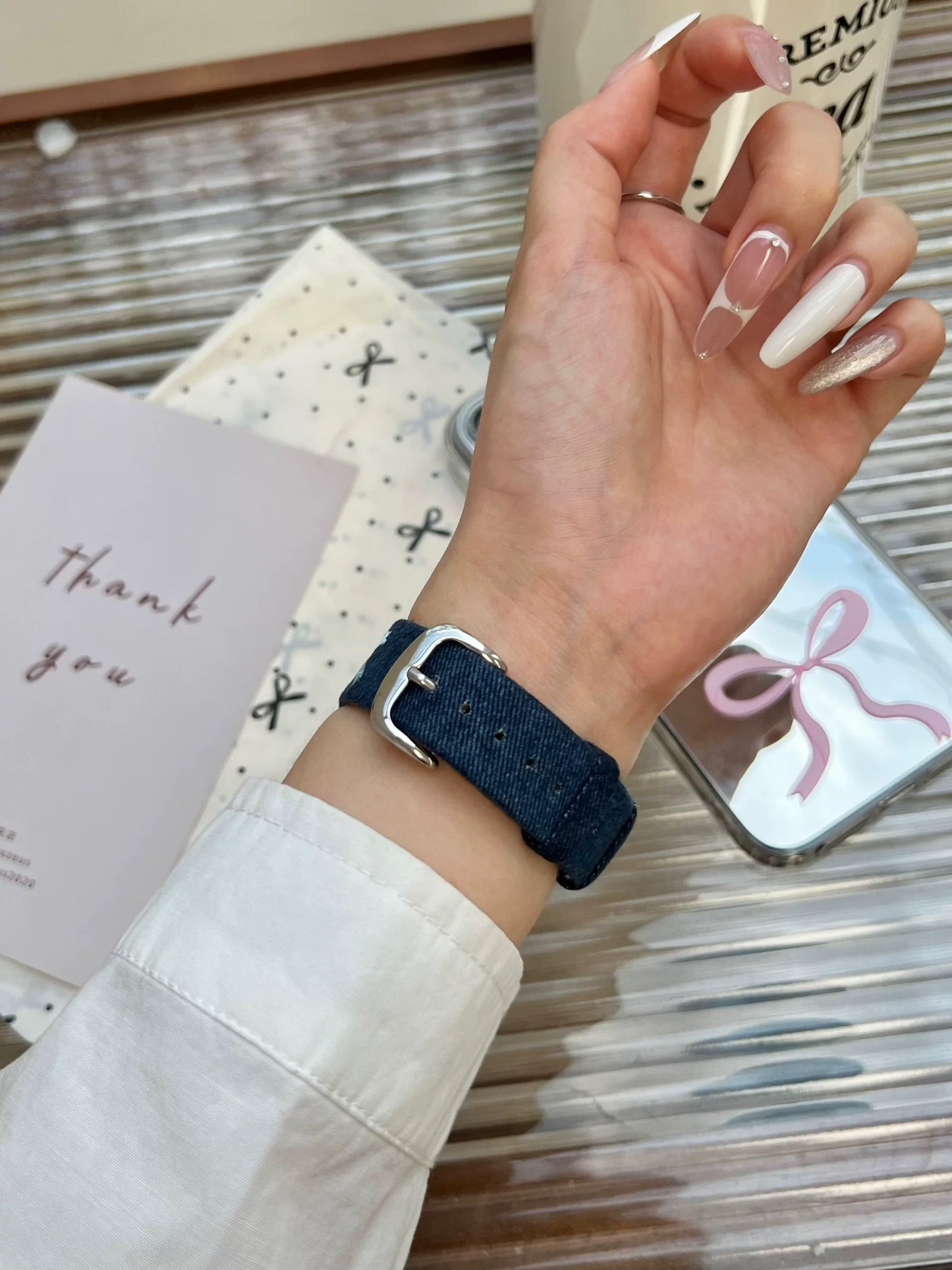Denim Ribbon Apple Watch Band デニムリボンAppleWatchバンド R02059