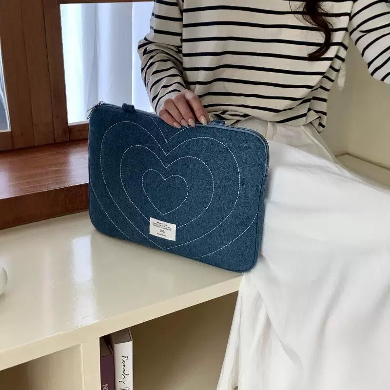 Heart Denim MacBook Bag ハートデニムMacBookバッグ R02028