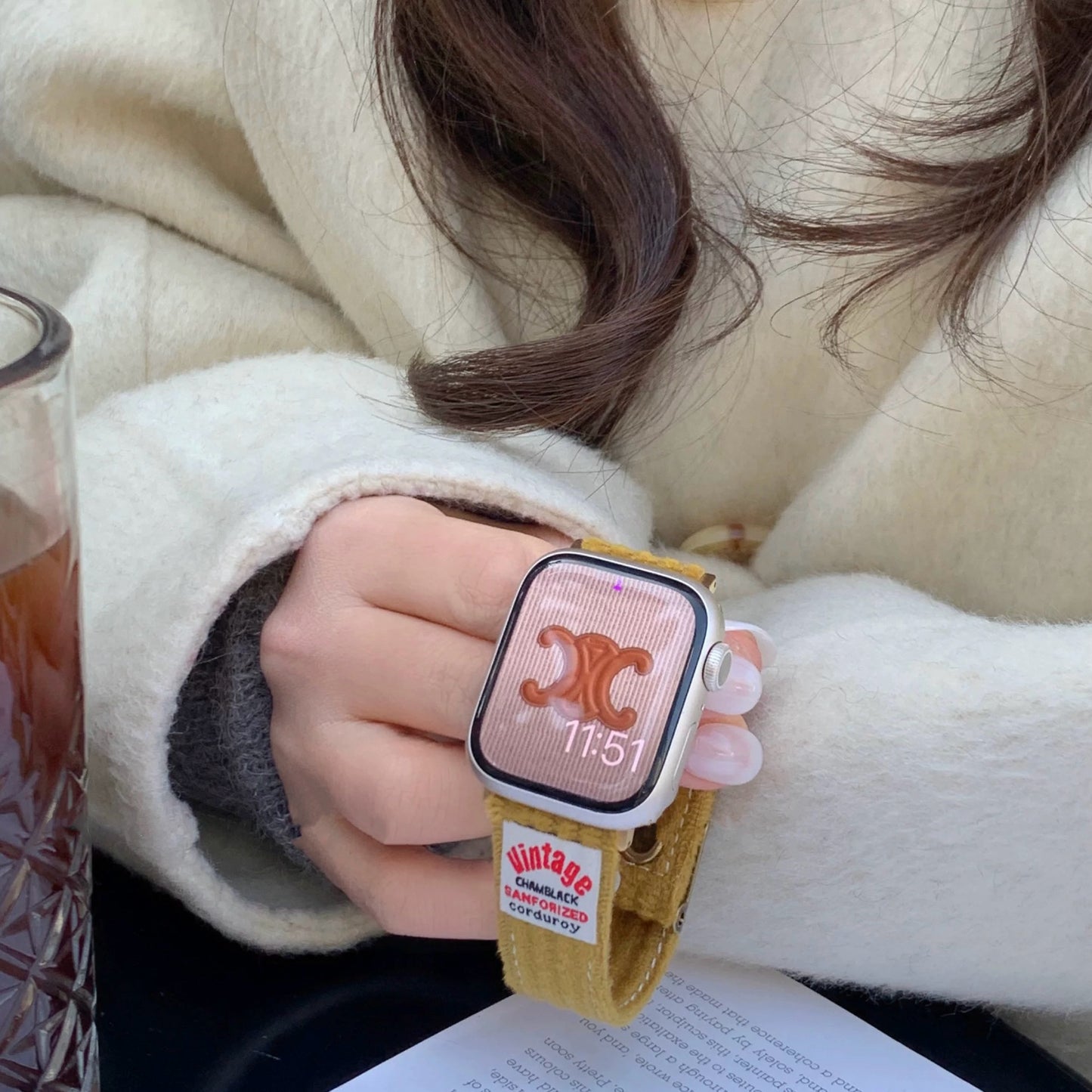 Fluffy Vintage Style Apple Watch Band モコモコビンテージ風AppleWatchバンド R02062