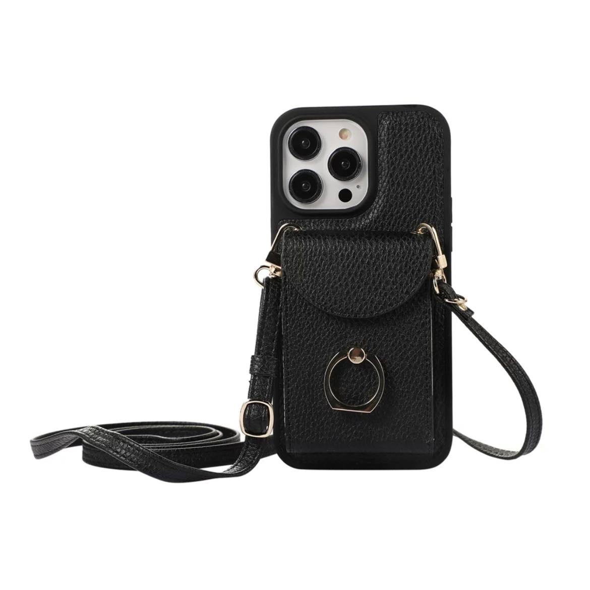 Leather Shoulder iPhone case with Card Holder レザーショルダースマホケースとカードホルダー R01425