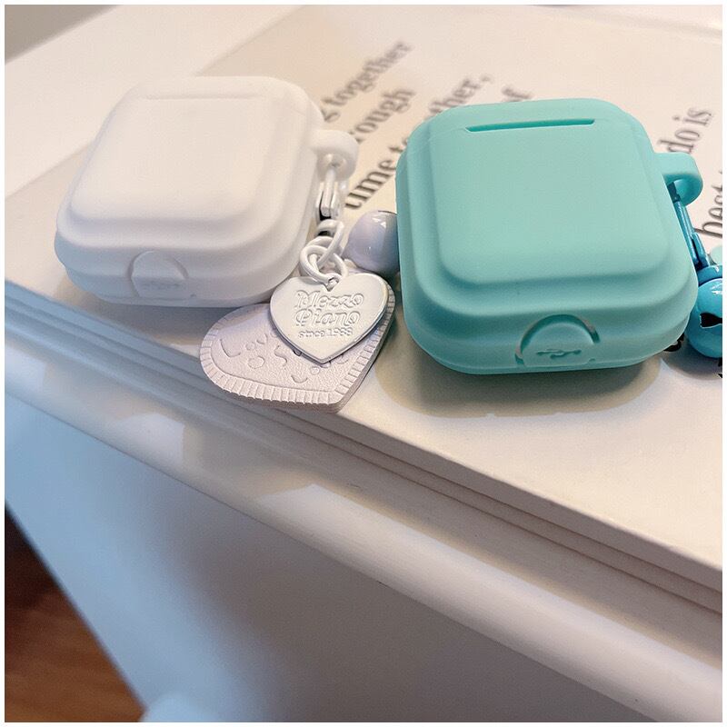 Simple Color with Cute Heart AirPods case シンプルカラー&可愛いハートストラップAirPodsケース R01353