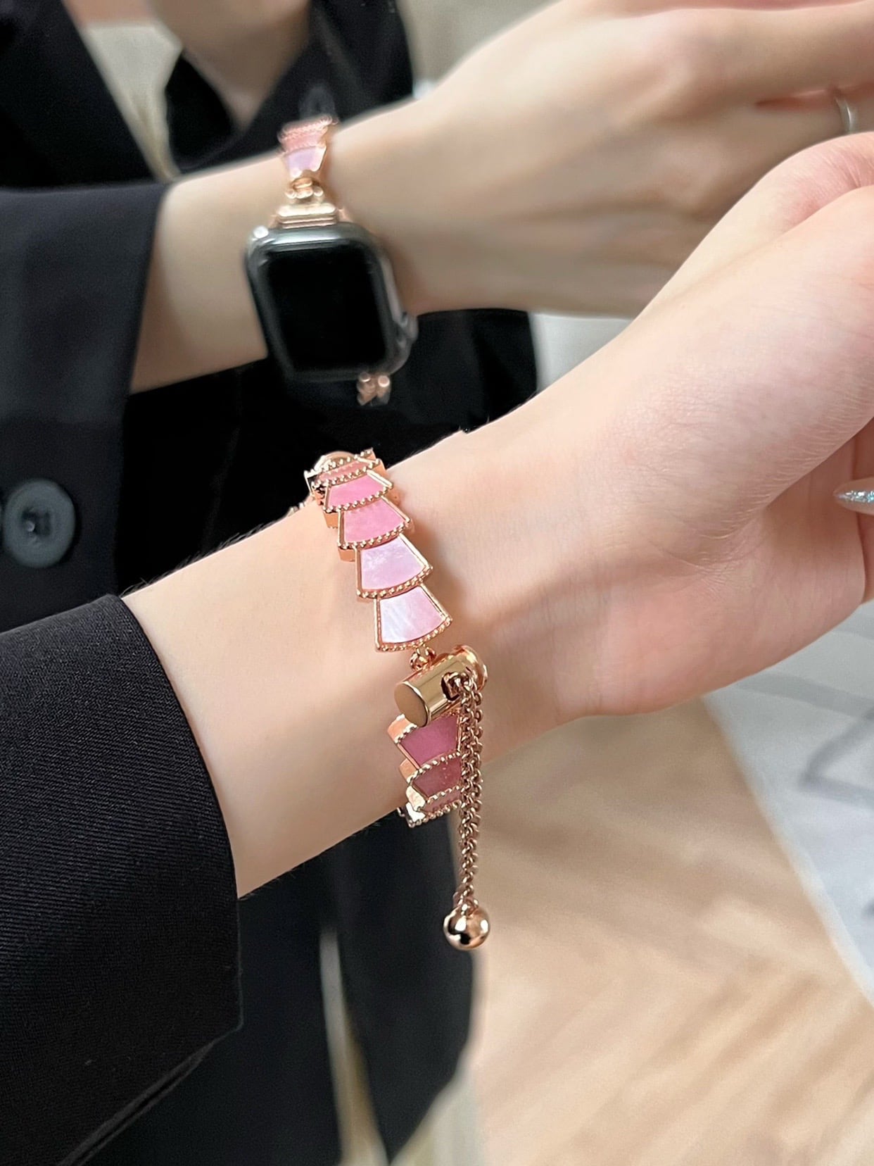 Mother of pearl Bracelet Apple Watch Band シェルのブレスレット風アップルウォッチバンド R01273