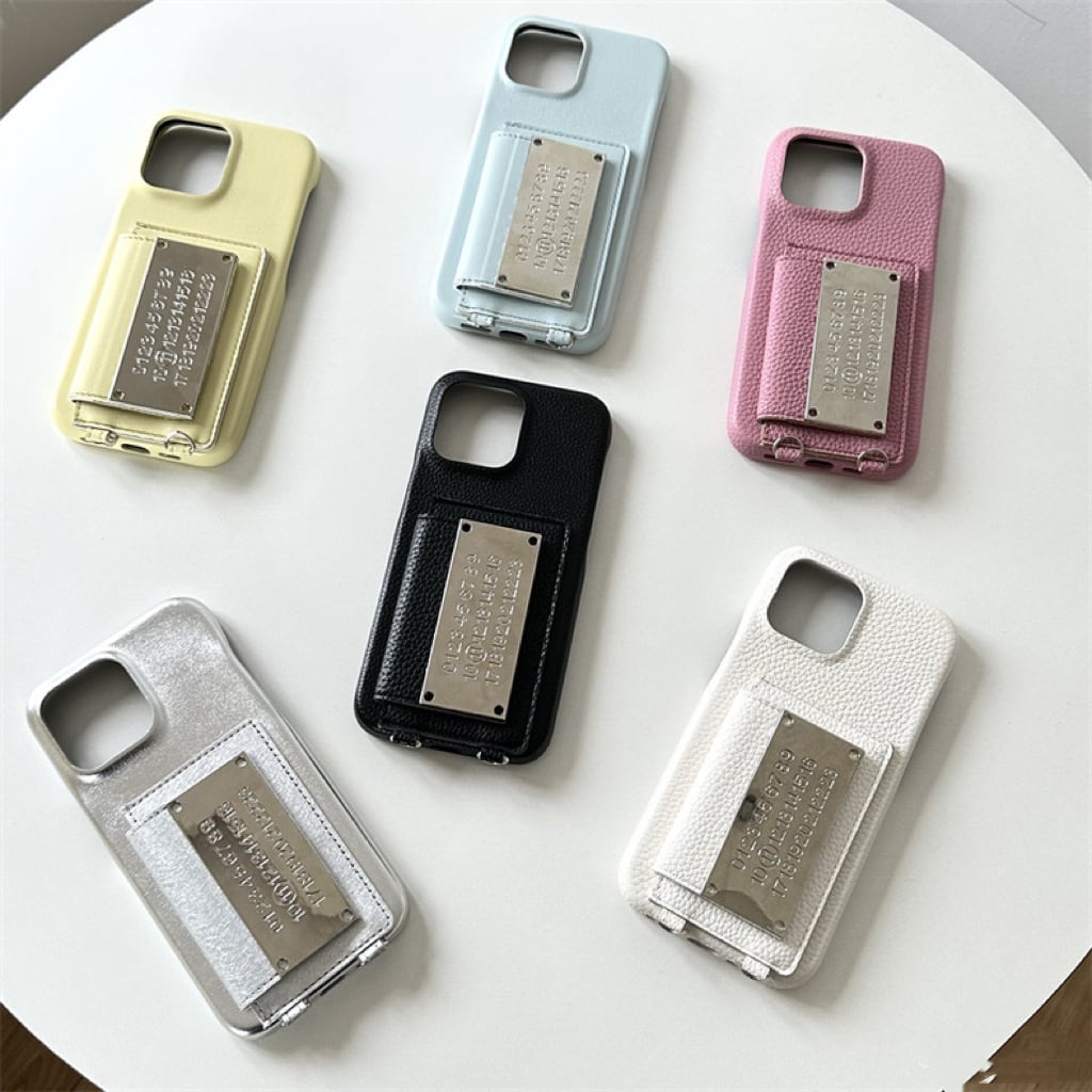 Leather Shoulder iPhone case with Number Plate Card Holder レザーショルダースマホケースとナンバープレートカードホルダー R01427