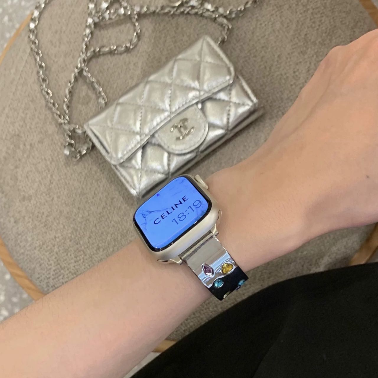 Silver Shining Jewelry Apple Watch Band シルバーキラキラジュエリーAppleWatchバンド R02050