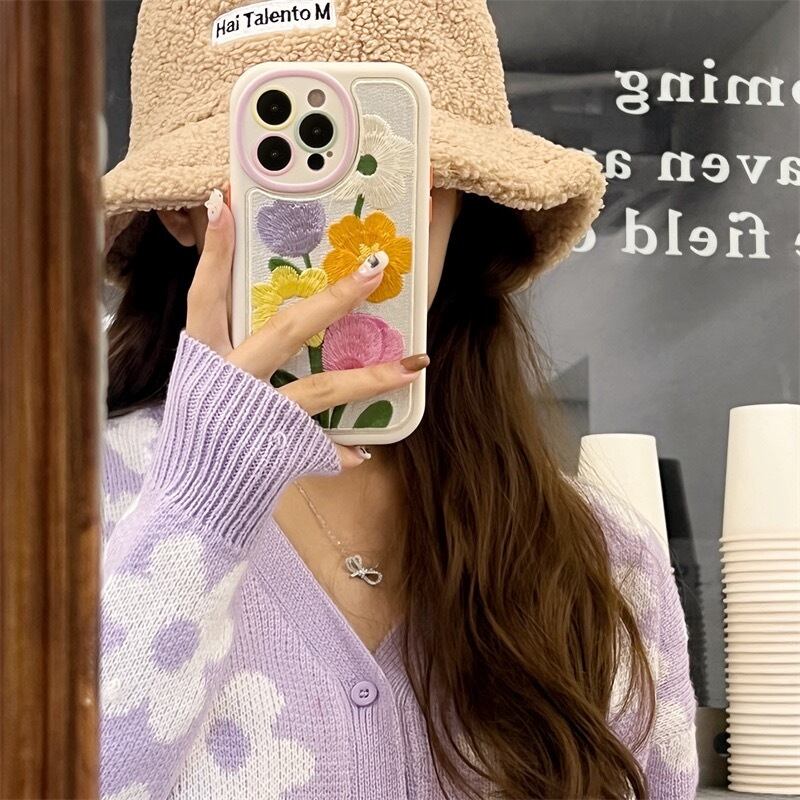 Embroider Flower iPhone case フラワー刺繍スマホケース R01362