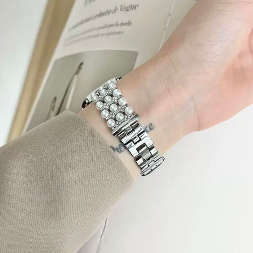 Skinny Shining Pearl Apple Watch Band スキニーキラキラパールApple Watchバンド R01292