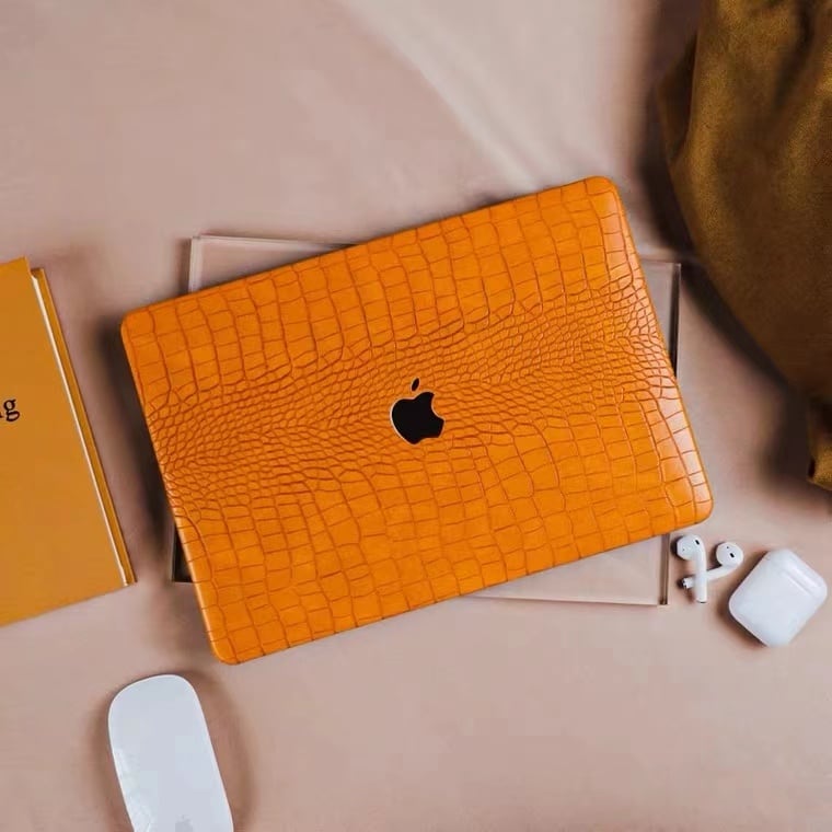 Orange Leather MacBook Cover オレンジレザーMacBookカバー R01193