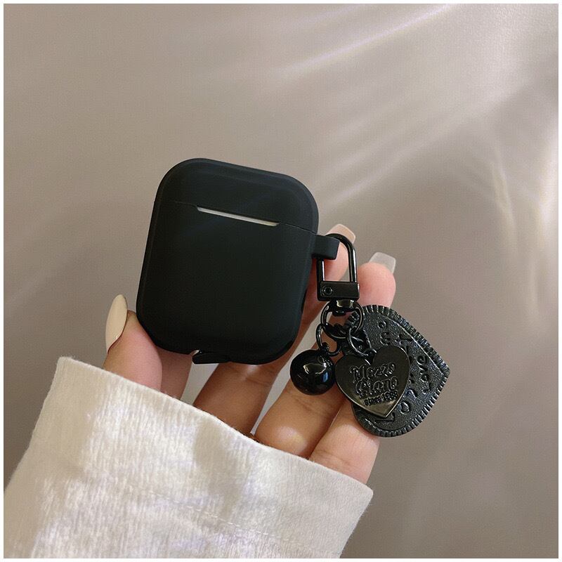 Simple Color with Cute Heart AirPods case シンプルカラー&可愛いハートストラップAirPodsケース R01353