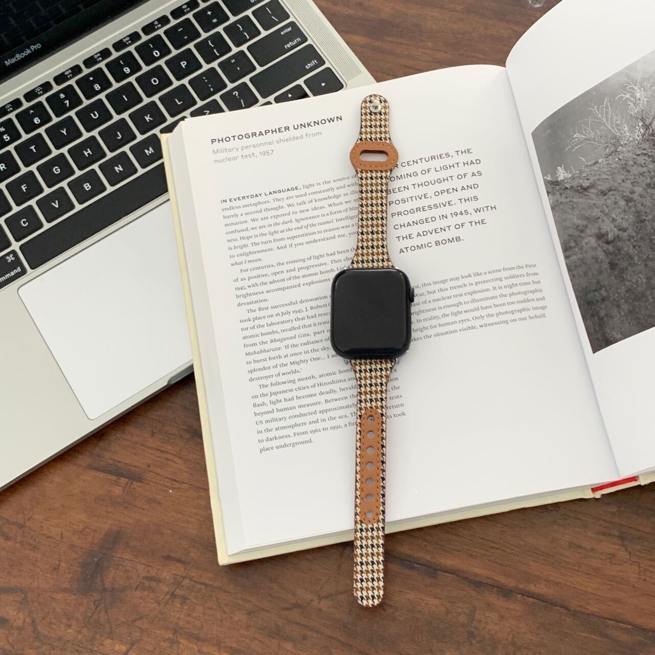Skinny Brown Plover pattern Apple Watch Band スキニーブラウン千鳥柄Apple Watchバンド R01262