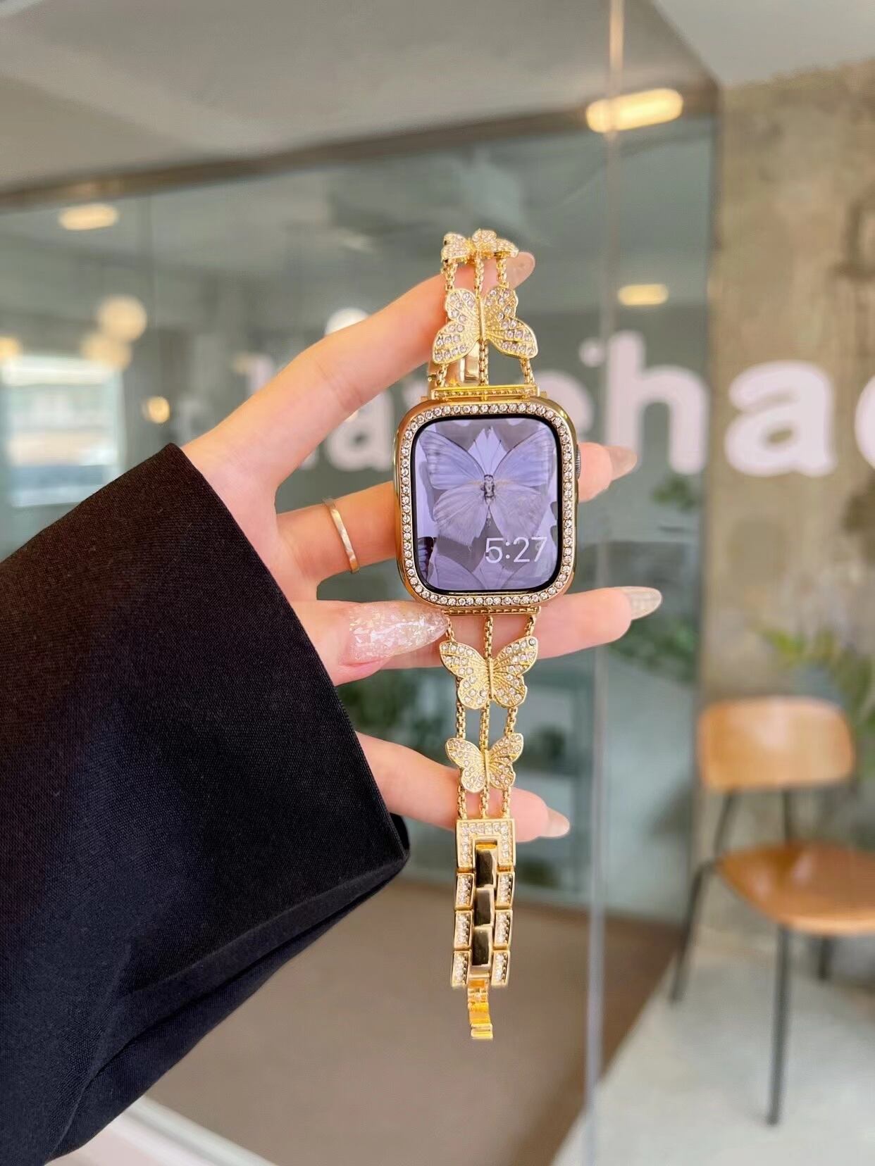 Shining Butterfly Apple Watch Band キラキラバタフライApple Watchバンド R01256