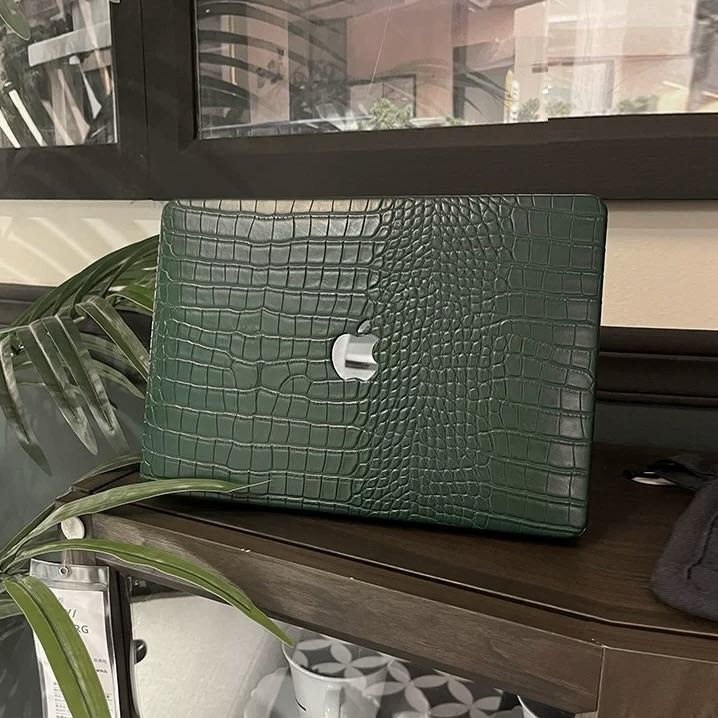 Classic Green Leather pattern Macbook Cover クラシックグリーンレザーMacBookカバー R02088