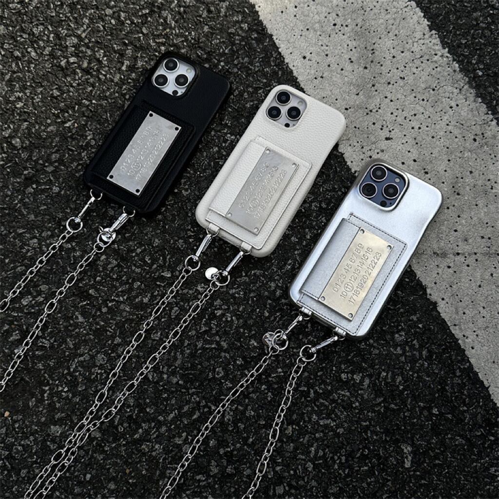 Leather Shoulder iPhone case with Number Plate Card Holder レザーショルダースマホケースとナンバープレートカードホルダー R01427