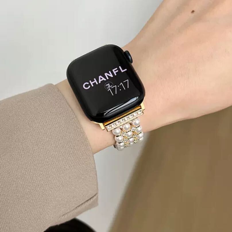 Skinny Shining Pearl Apple Watch Band スキニーキラキラパールApple Watchバンド R01292