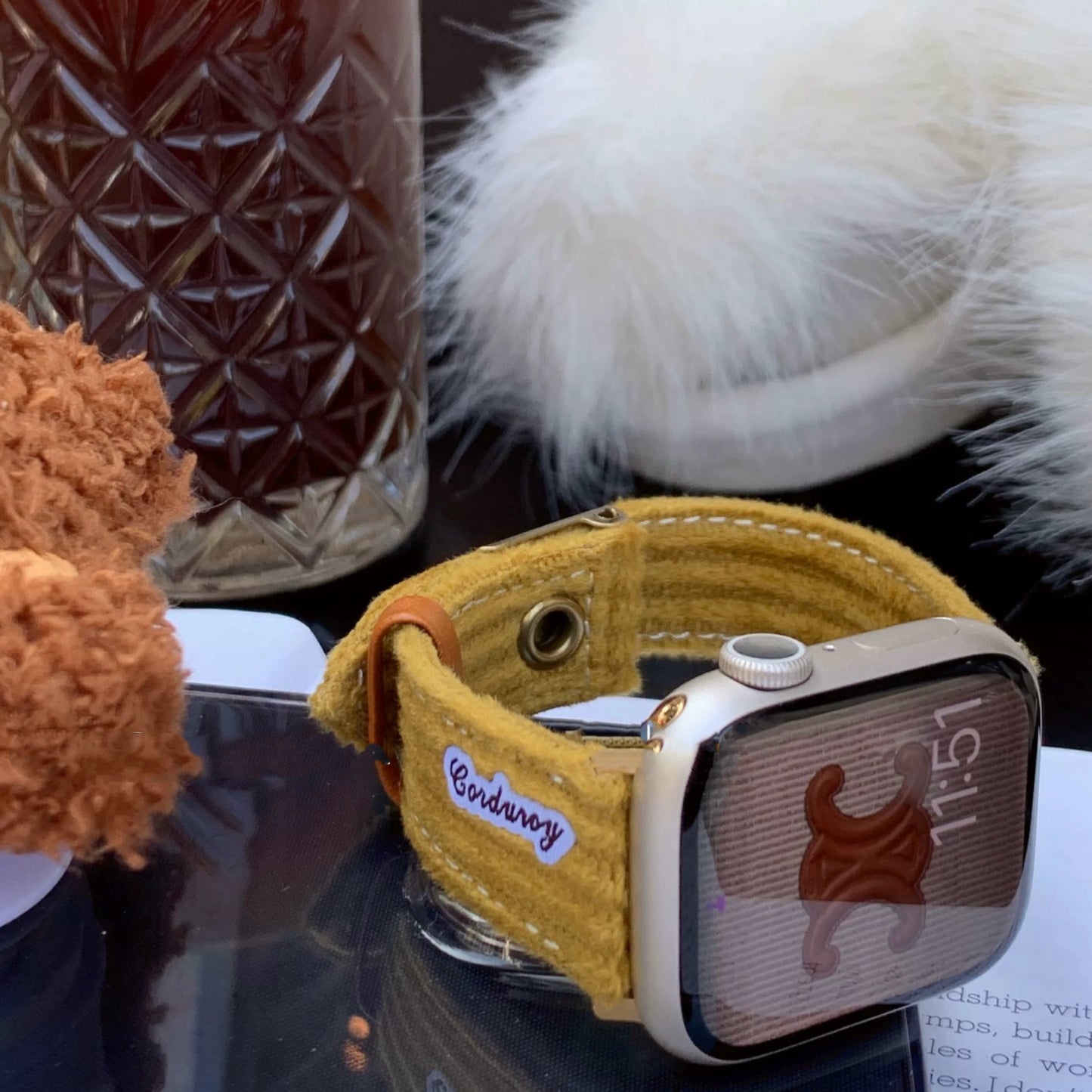 Fluffy Vintage Style Apple Watch Band モコモコビンテージ風AppleWatchバンド R02062