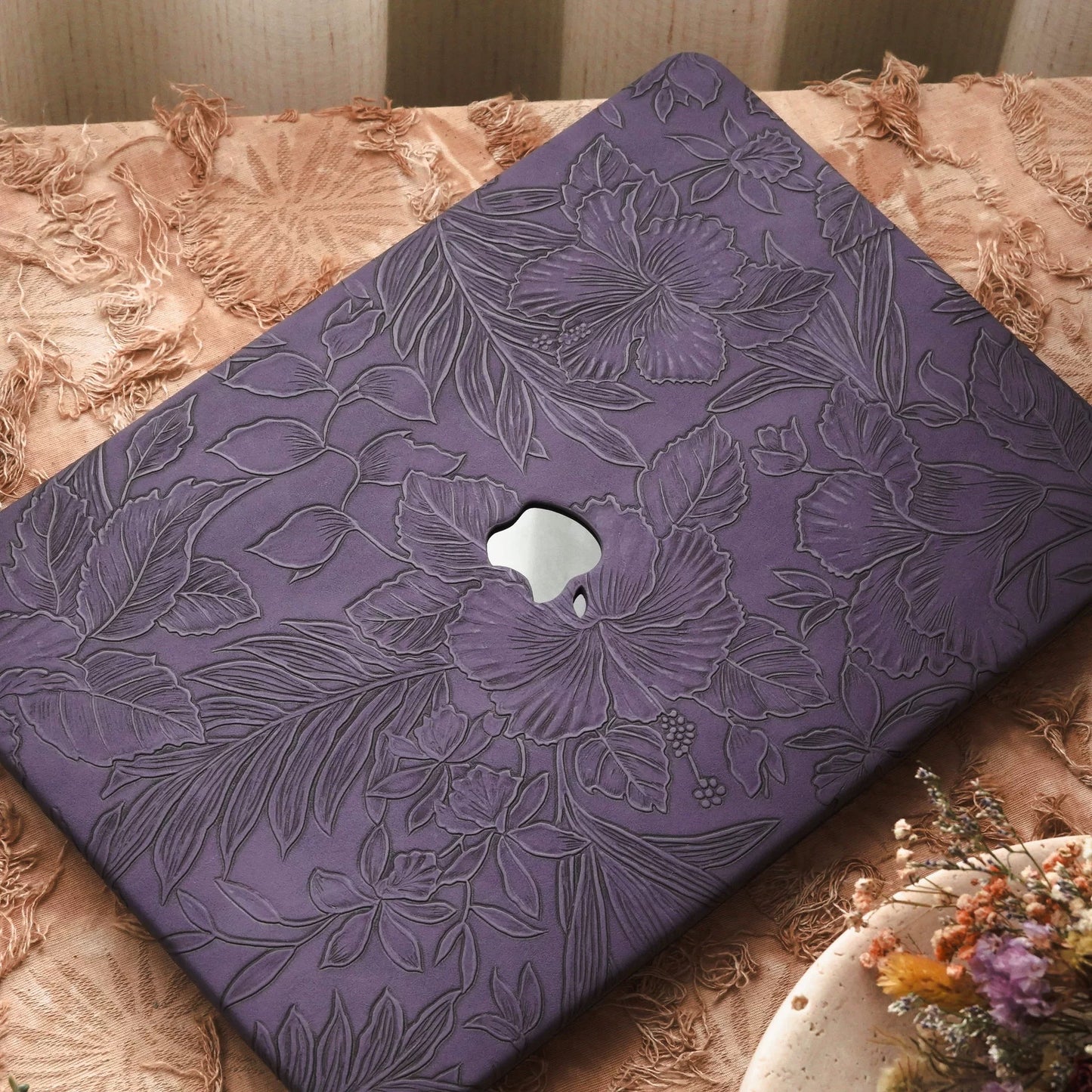 Deep Purple 3D Flower print MacBook Cover 深紫立体花柄MacBookカバー R02018
