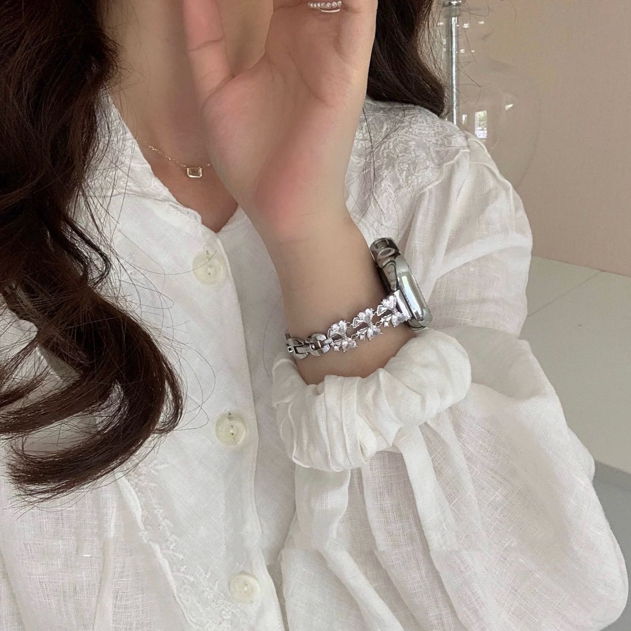 Shining Ribbon Bracelet Apple Watch Band キラキラリボンブレスレット風AppleWatchバンド R02047