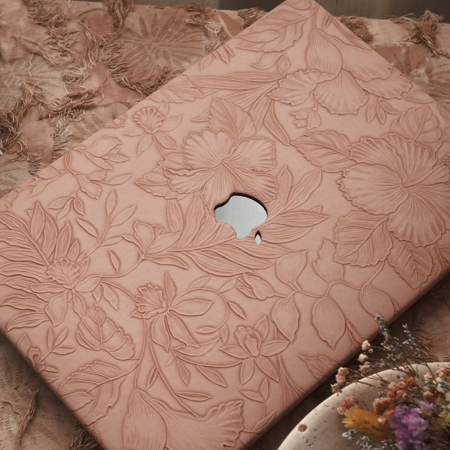 Pink 3D Flower print MacBook Cover ピンク立体花柄MacBookカバー R02017