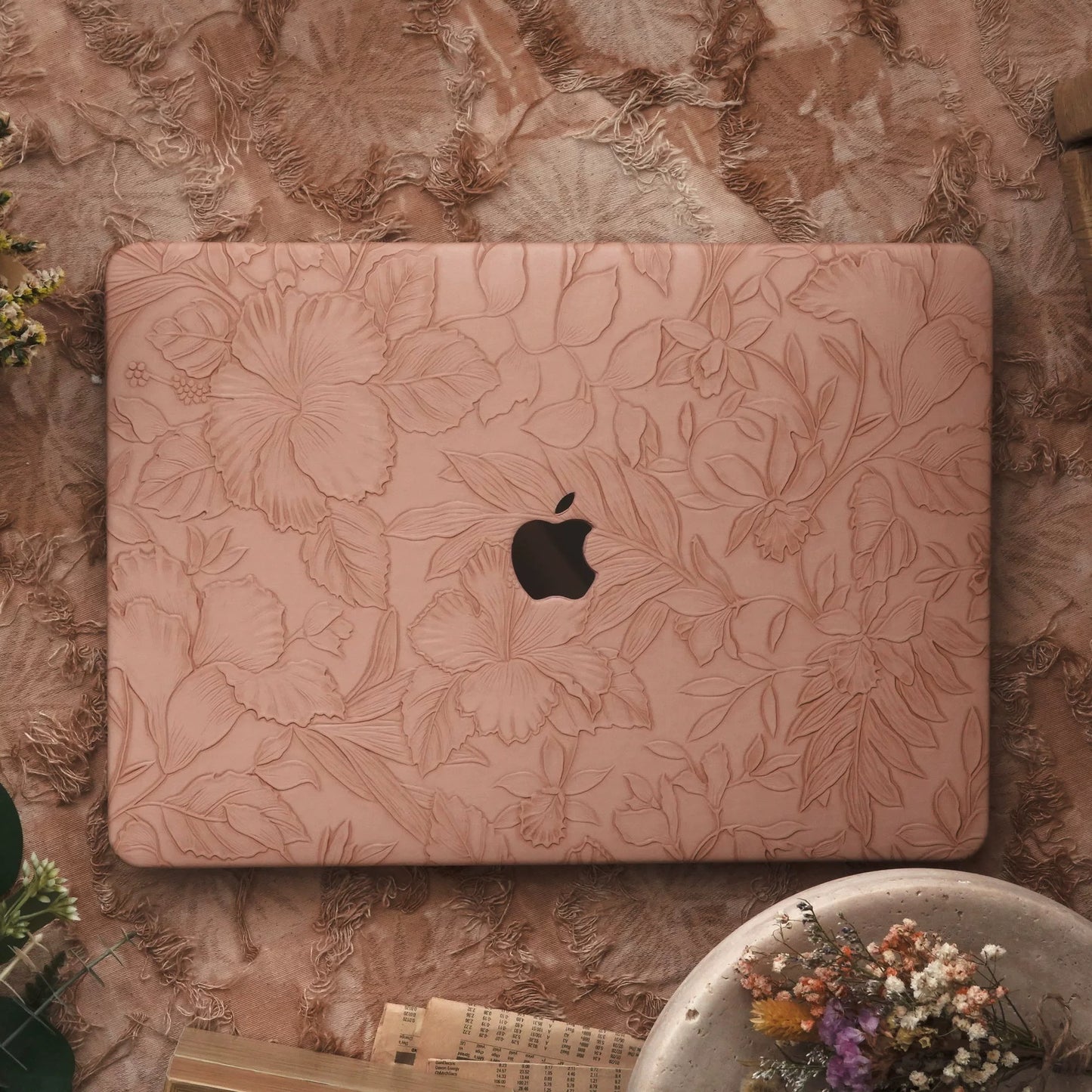 Pink 3D Flower print MacBook Cover ピンク立体花柄MacBookカバー R02017
