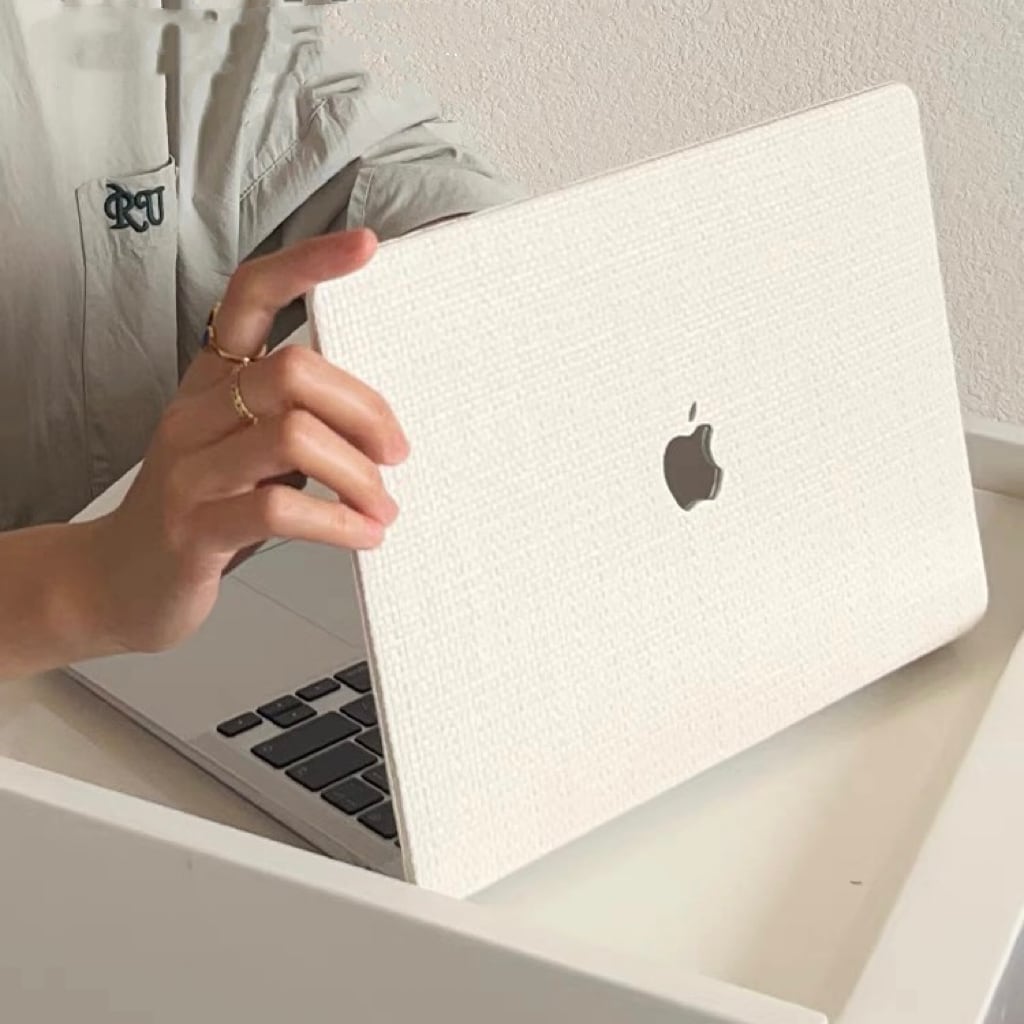White Cream Weave MacBook Cover ホワイトクリーム編みMacBookカバー R01413