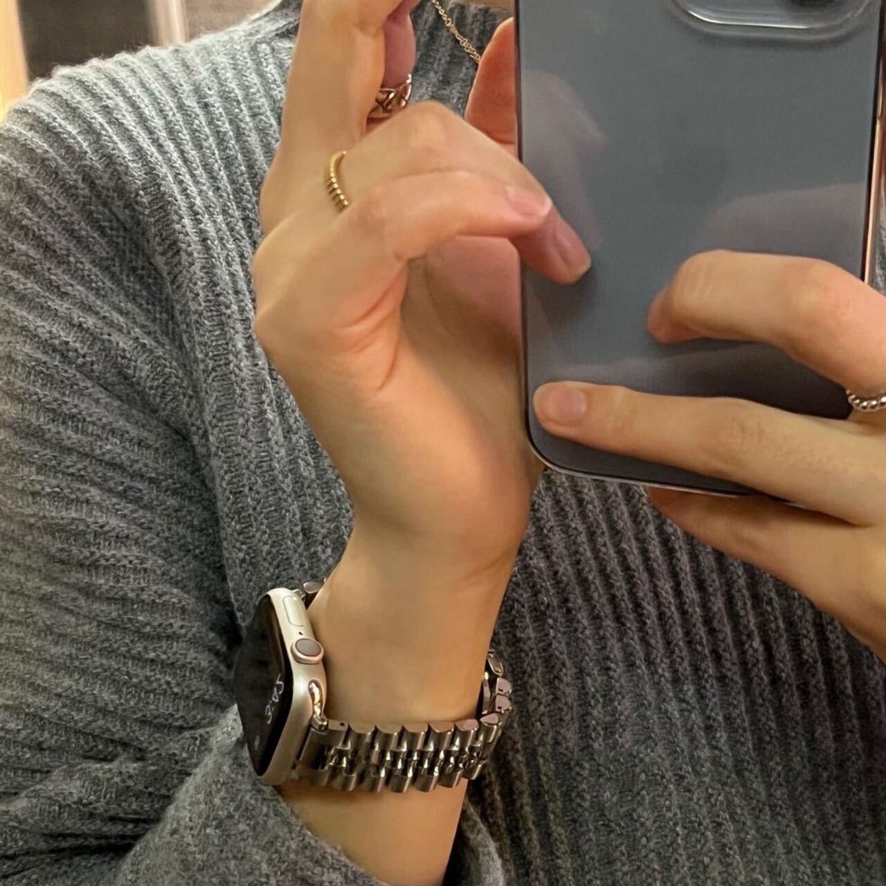 Silver Apple Watch Band シルバーApple Watchバンド R01259