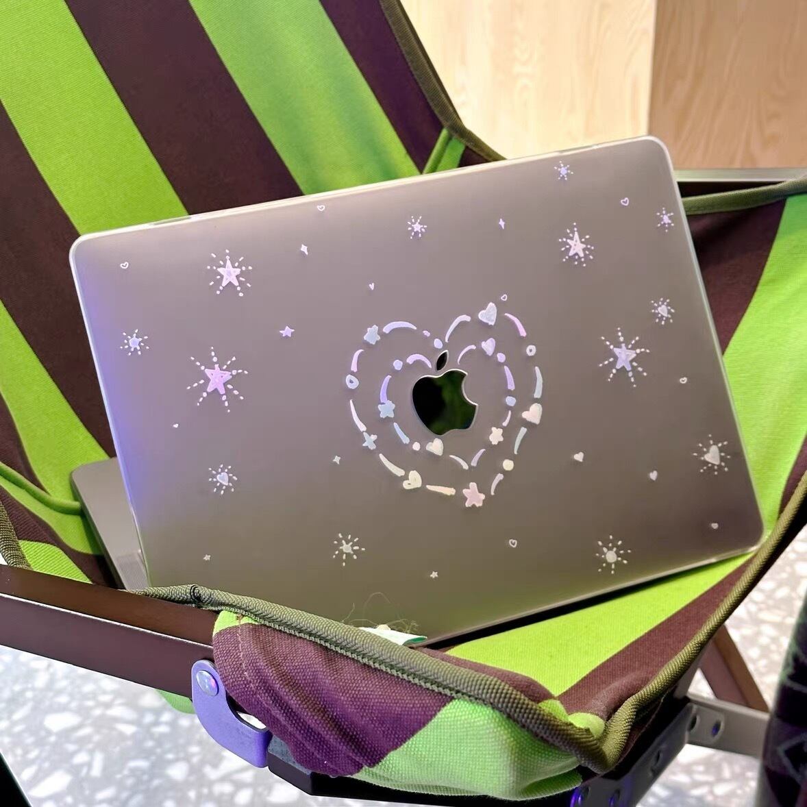 Cute Clear Heart MacBook Cover かわいいクリアハートMacBookカバー R01385