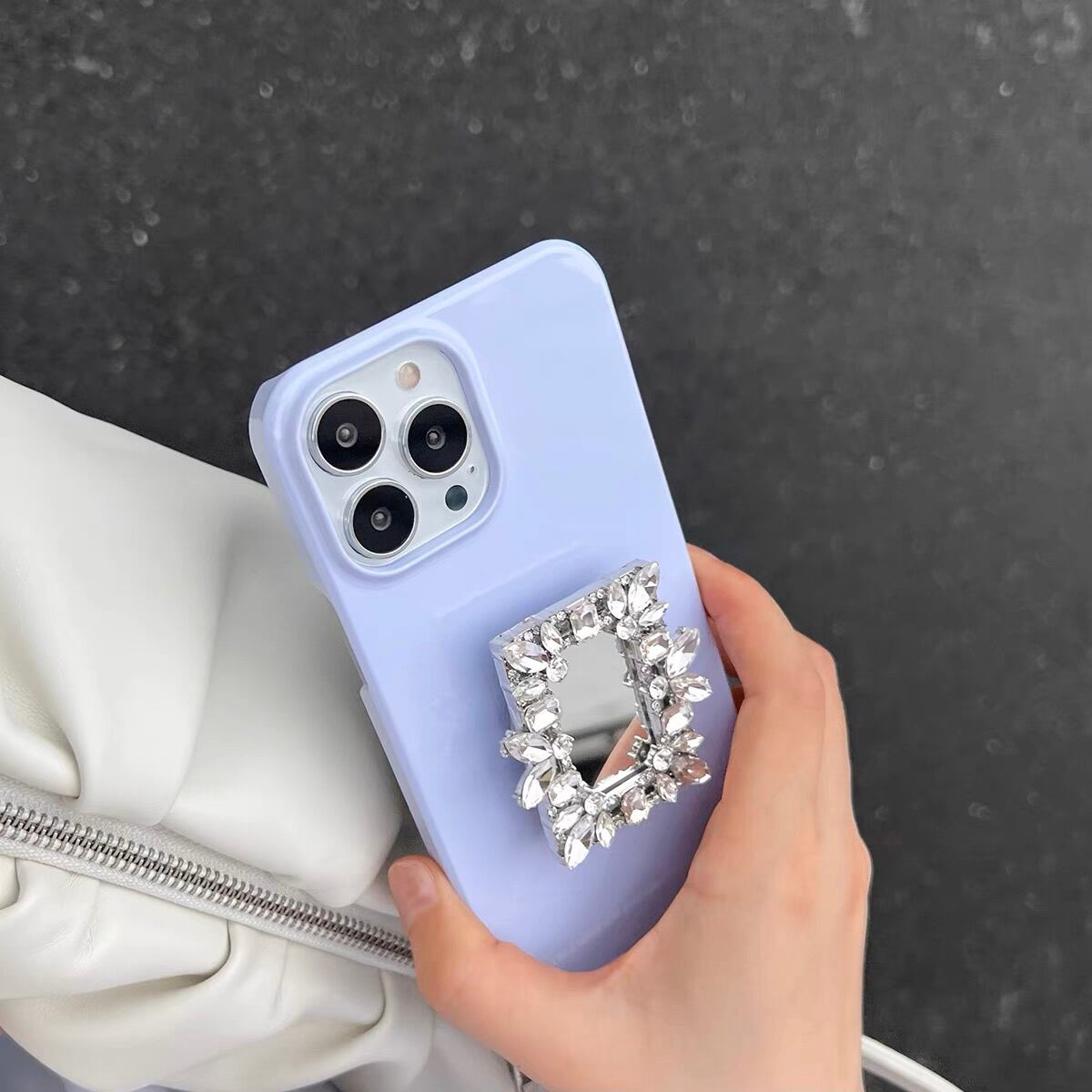 Shining Stand With Purple iPhone case キラキラスタンドとパープルiPhoneケース R01284
