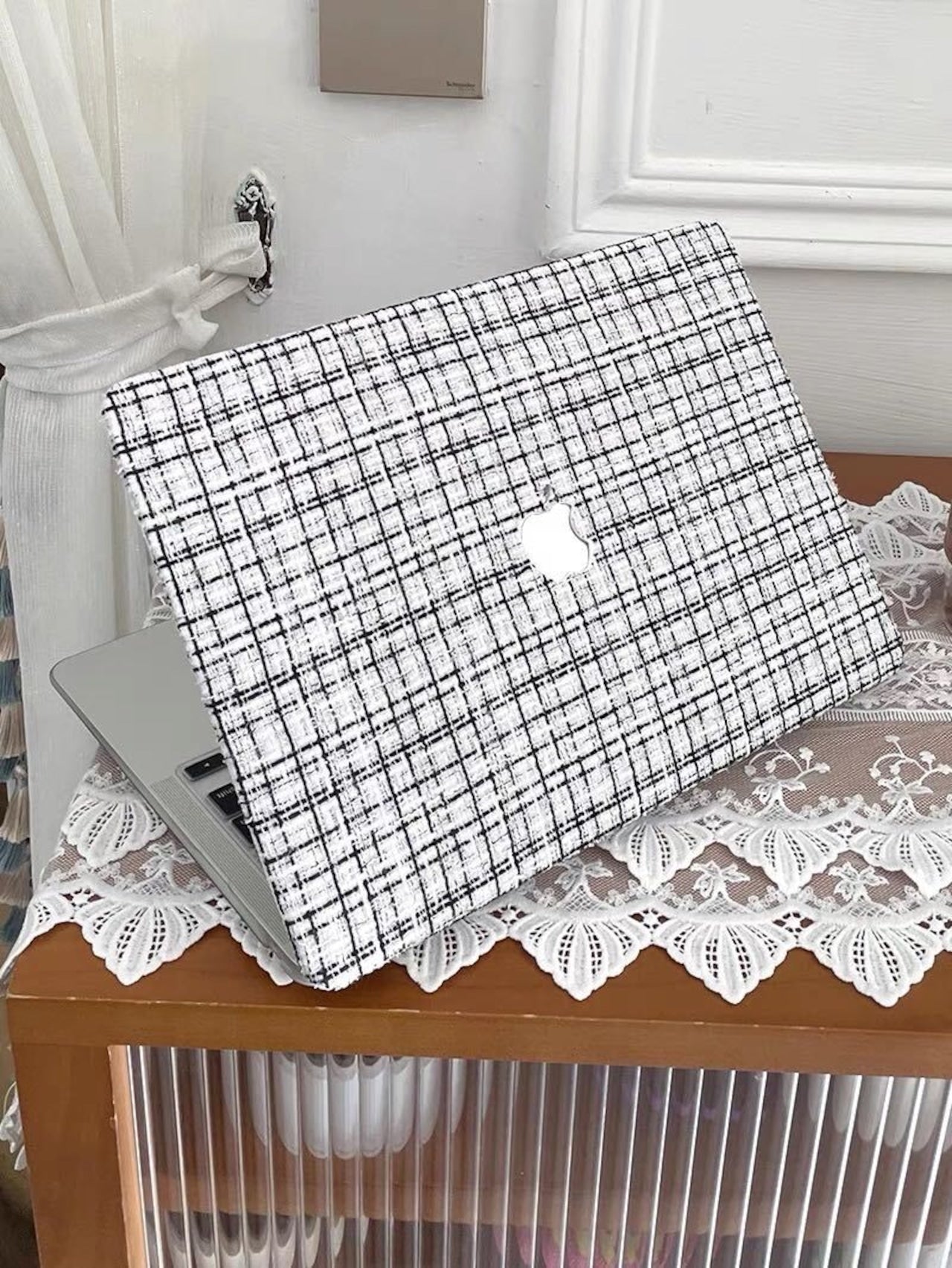 Black&White Tweed MacBook Cover ブラック&ホワイトツイードMacBookカバー R01447
