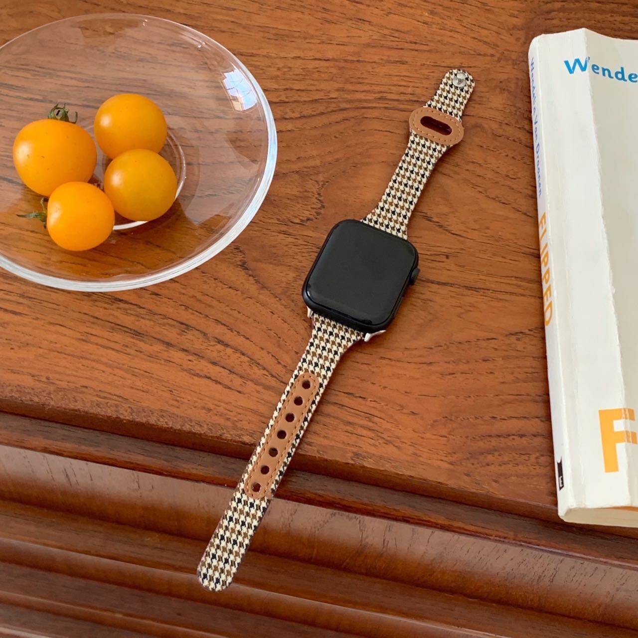 Skinny Brown Plover pattern Apple Watch Band スキニーブラウン千鳥柄Apple Watchバンド R01262