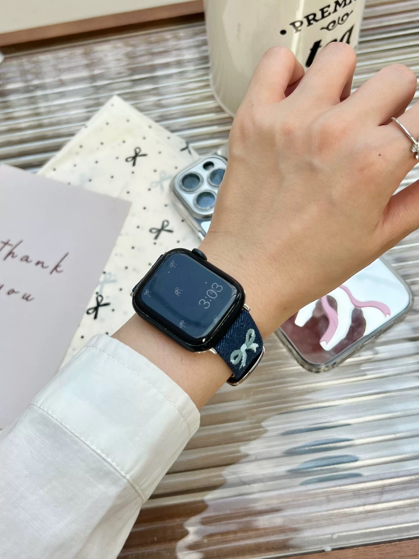 Denim Ribbon Apple Watch Band デニムリボンAppleWatchバンド R02059