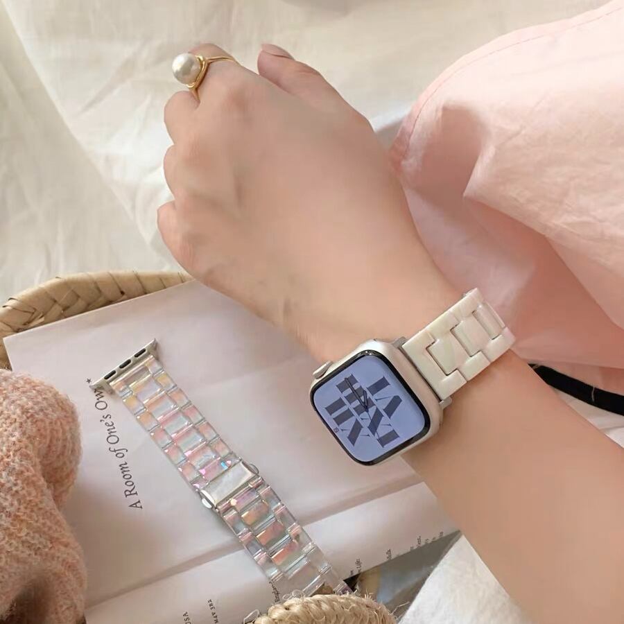 Clear Aurora & White Apple Watch Band クリアオーロラ&ホワイトApple Watchバンド R01369