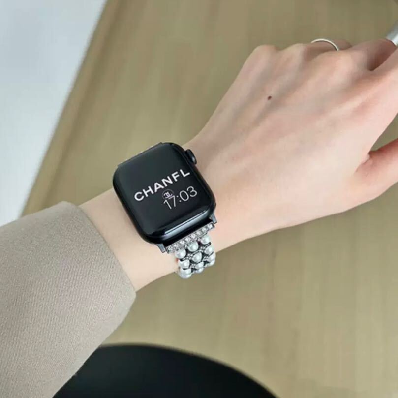 Skinny Shining Pearl Apple Watch Band スキニーキラキラパールApple Watchバンド R01292