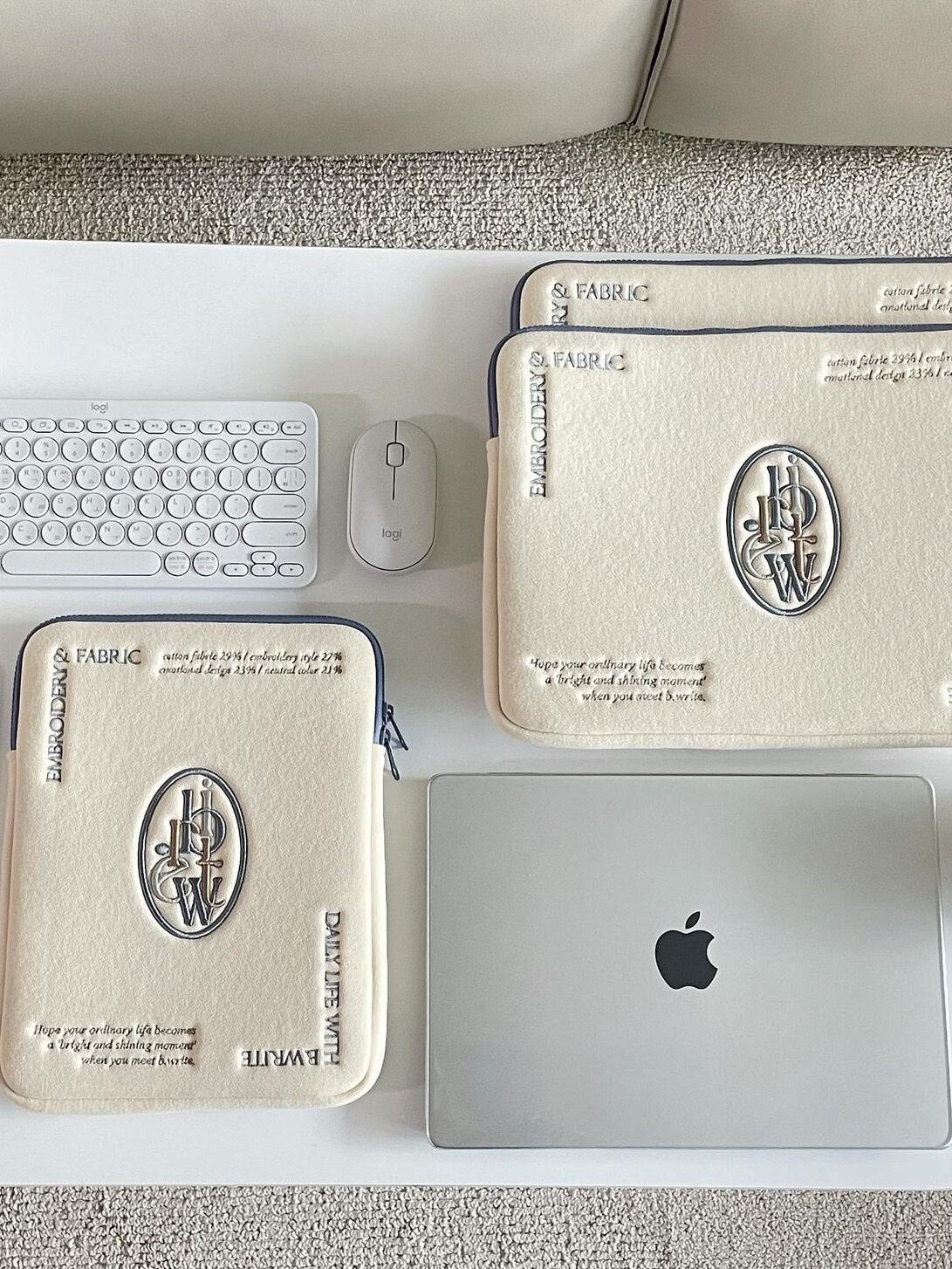 Fluffy Cream Color MacBook iPad Bag モコモコクリームカラーMacBook iPadバッグ R01348