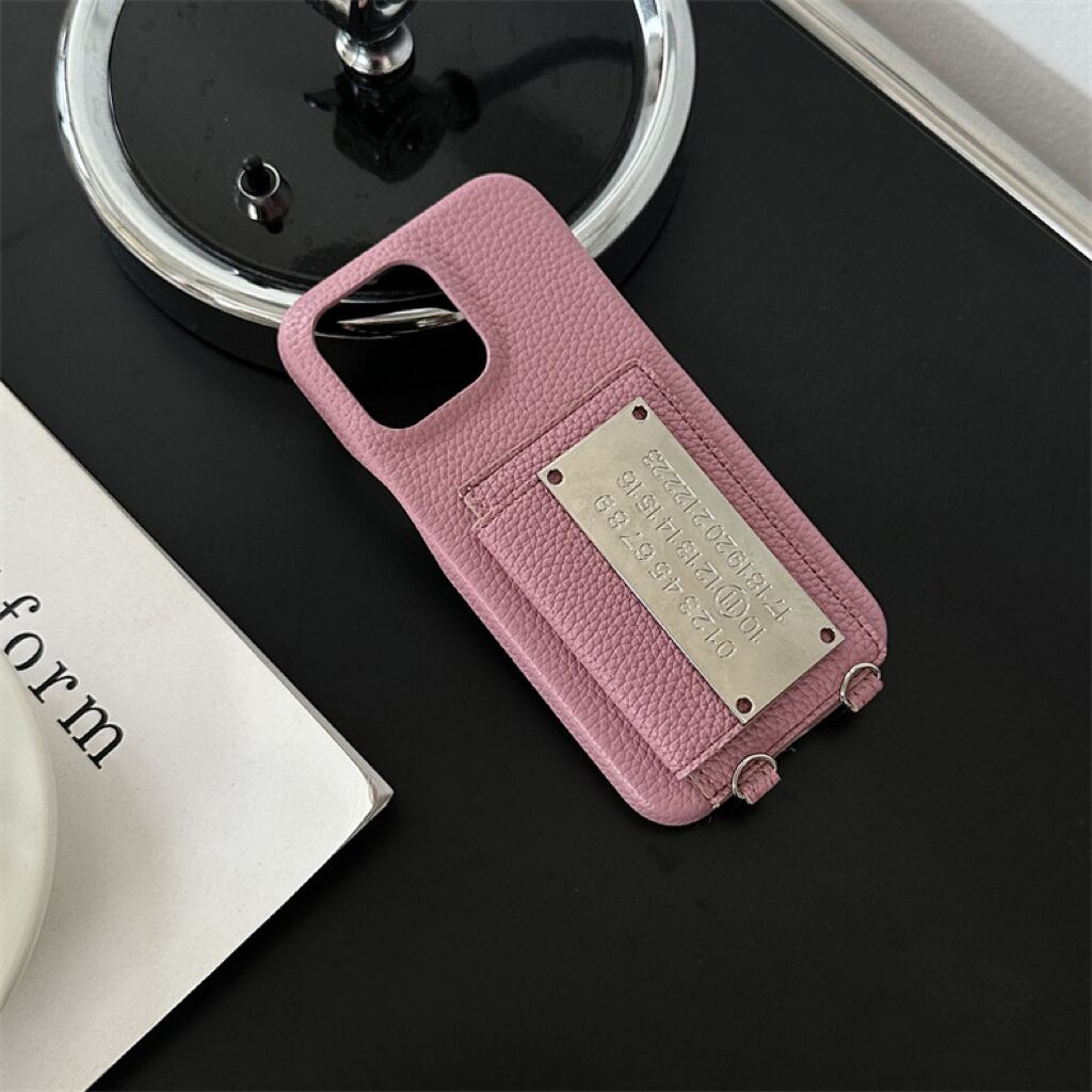 Leather Shoulder iPhone case with Number Plate Card Holder レザーショルダースマホケースとナンバープレートカードホルダー R01427