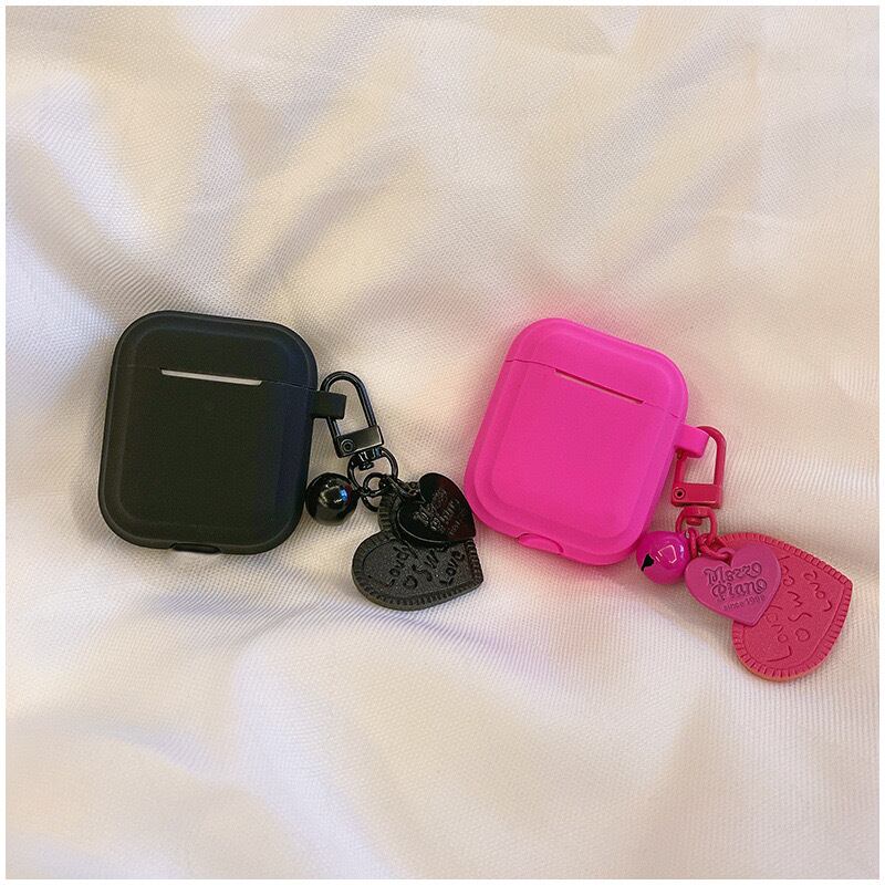 Simple Color with Cute Heart AirPods case シンプルカラー&可愛いハートストラップAirPodsケース R01353
