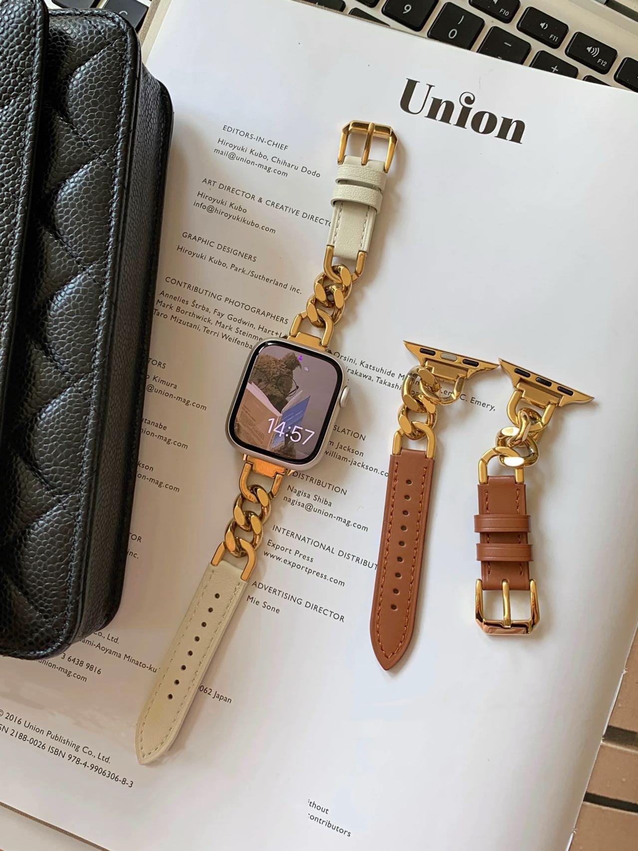 Leather and Chain Apple Watch Band レザーとチェーンAppleWatchバンド R02045