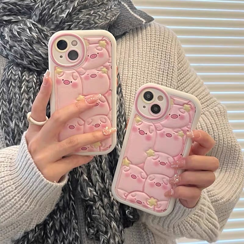 Cute Piggy Fluffy iPhone case かわいいブタちゃんモコモコiPhoneケース R01380