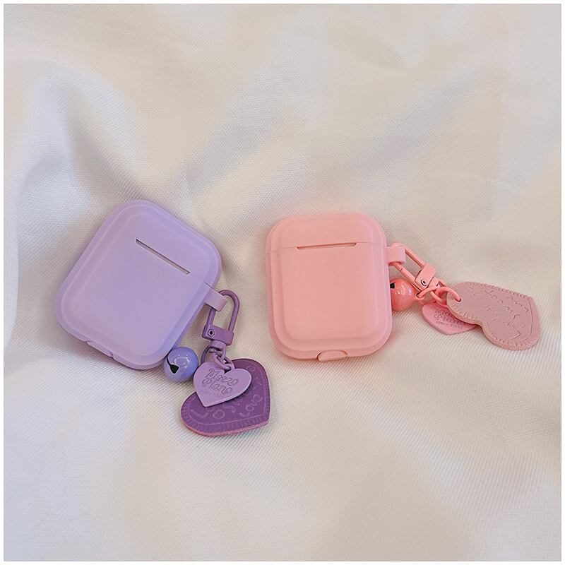 Simple Color with Cute Heart AirPods case シンプルカラー&可愛いハートストラップAirPodsケース R01353