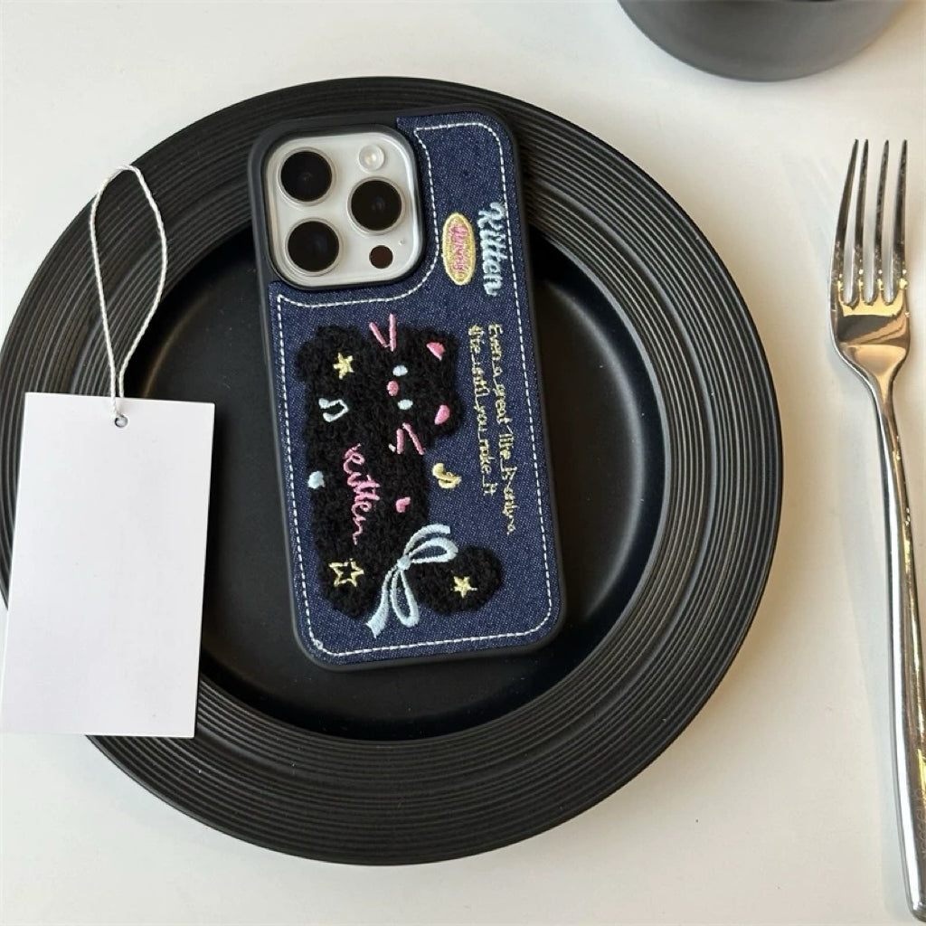 Denim Cute Cat iPhone case デニム可愛いネコちゃんスマホケース R02042