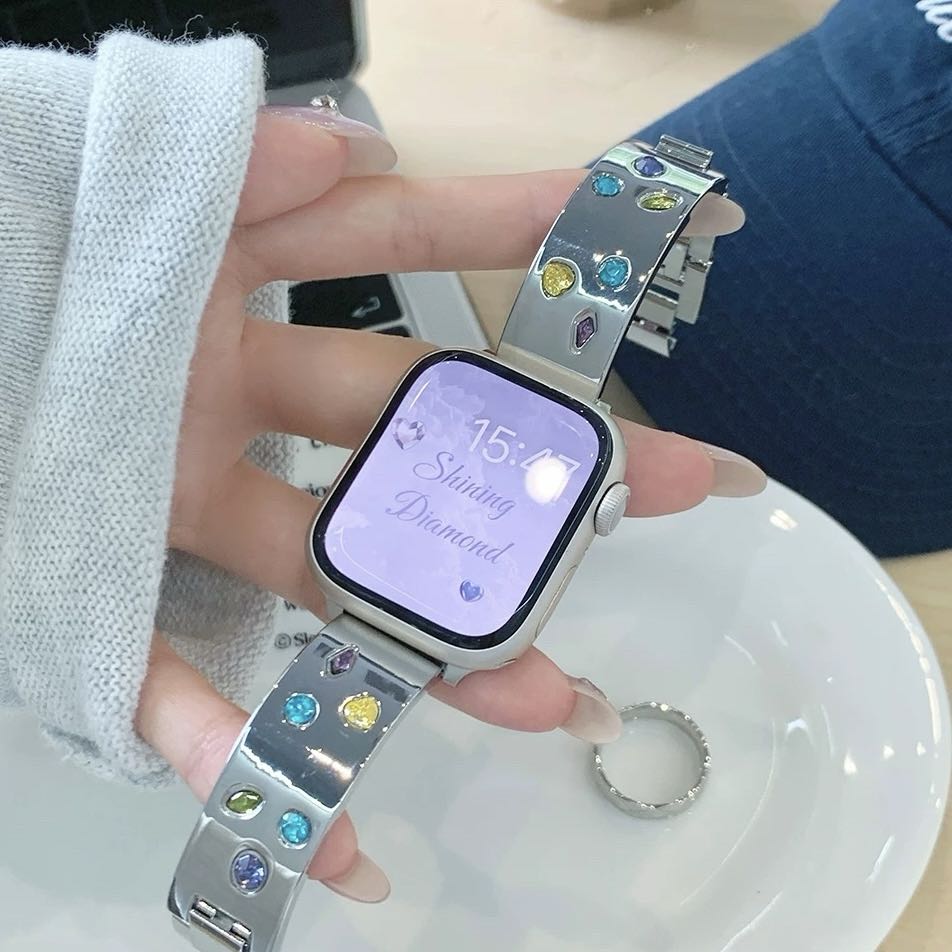 Silver Shining Jewelry Apple Watch Band シルバーキラキラジュエリーAppleWatchバンド R02050