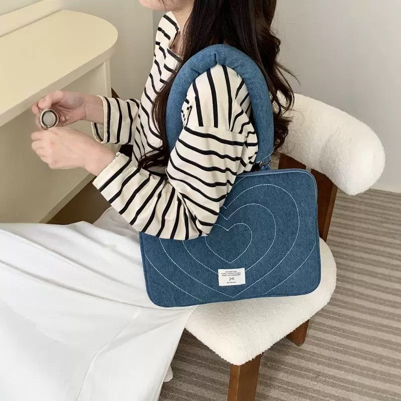 Heart Denim MacBook Bag ハートデニムMacBookバッグ R02028