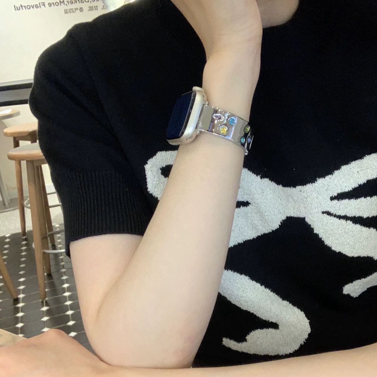 Silver Shining Jewelry Apple Watch Band シルバーキラキラジュエリーAppleWatchバンド R02050