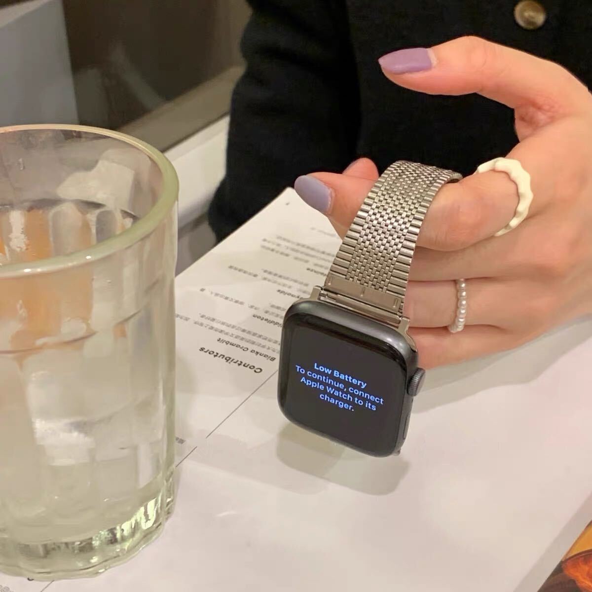 Simple Silver & RoseGold Apple Watch Band シンプルシルバー&ローズゴールドApple Watchバンド R01258