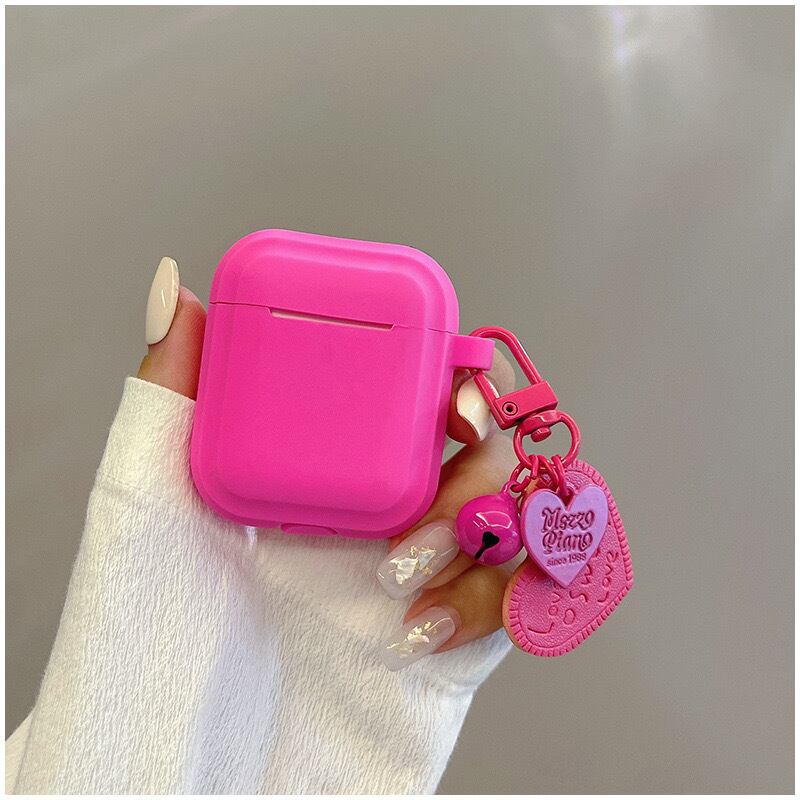 Simple Color with Cute Heart AirPods case シンプルカラー&可愛いハートストラップAirPodsケース R01353