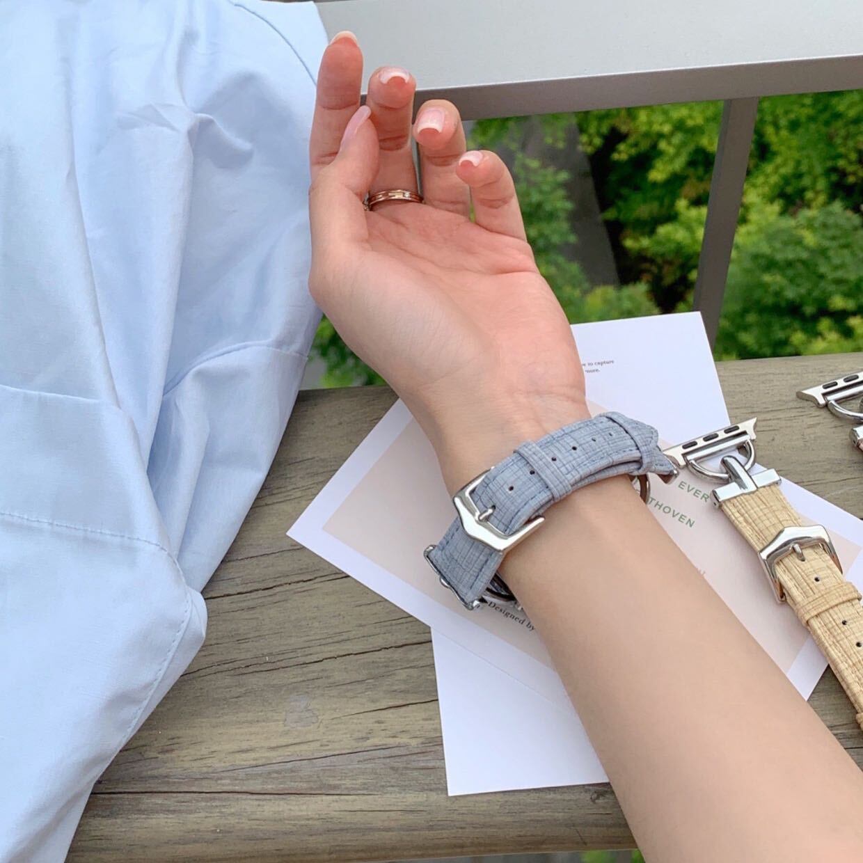 Light Color Leather Apple Watch Band ライトカラーレザーApple Watchバンド R01265