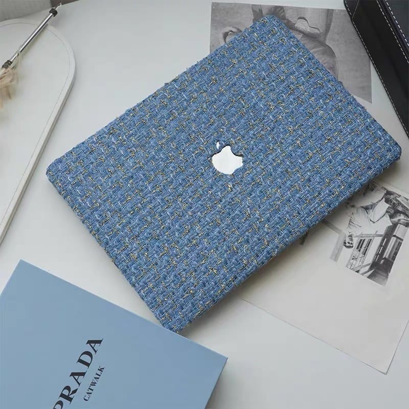 Light Blue Tweed MacBook Cover ライトブルーツイードMacBookカバー R01419